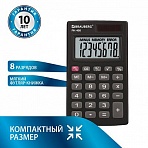 Калькулятор карманный BRAUBERG PK-408-BK (97×56 мм), 8 разрядов, двойное питание, ЧЕРНЫЙ
