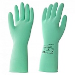 Перчатки латексные КЩС, прочные, хлопковое напыление, размер 7.5-8 M, средний, зеленые, HQ Profiline