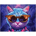 Картина по номерам на картоне ТРИ СОВЫ «Диджитал кот», 30×40, с акриловыми красками и кистями