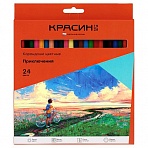 Карандаши цветные Красин «Приключения», 24цв., шестигран., заточен., картон, европодвес