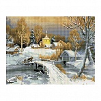 Алмазная мозаика ТРИ СОВЫ «Зима в деревне», 40×50см, холст на деревянном подрамнике, картонная коробка с пластиковой ручкой
