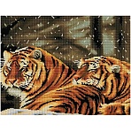 Алмазная мозаика ТРИ СОВЫ «Тигриная любовь», 40×50см, холст на деревянном подрамнике, картонная коробка с пластиковой ручкой