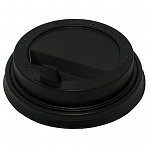 Крышка для стакана Комус пластиковая черная 80 мм с клапаном 100 штук в упаковке