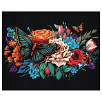 Картина по номерам на черном холсте ТРИ СОВЫ «Бабочка на цветах», 40×50, c акриловыми красками и кистями