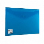 Папка-конверт с кнопкой BRAUBERG, А4, непрозрачная, плотная, синяя, до 100 листов, 0,20 мм