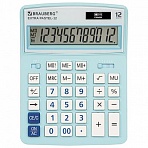 Калькулятор настольный BRAUBERG EXTRA PASTEL-12-LB (206×155 мм), 12 разрядов, двойное питание, ГОЛУБОЙ