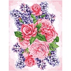 Картина по номерам на холсте ТРИ СОВЫ «Розы и сирень», 40×50, с акриловыми красками и кистями