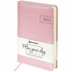 Ежедневник датированный 2024 А5 138×213 мм, BRAUBERG «Imperial», под кожу, розовый