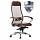 Кресло офисное МЕТТА «SAMURAI» SL-1, сверхпрочная ткань-сетка/кожа, темно-коричневое