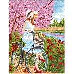 Картина по номерам на холсте ТРИ СОВЫ «Прогулка на велосипеде», 40×50, с акриловыми красками и кистями