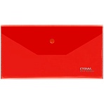 Папка-конверт на кнопке СТАММ С6, 180мкм, пластик, прозрачная, красная
