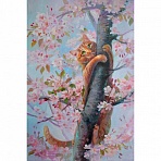 Картина стразами (алмазная мозаика) 40×50 см, ОСТРОВ СОКРОВИЩ «Кот на дереве», без подрамника