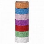 Клейкие ленты полимерные для декора с блестками «ИНТЕНСИВ», 15 мм х 3 м, 7 цветов, ОСТРОВ СОКРОВИЩ, 661715