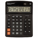 Калькулятор настольный BRAUBERG EXTRA-14-BK (206×155 мм), 14 разрядов, двойное питание, ЧЕРНЫЙ