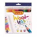 Карандаши цветные пластиковые JOVI «Wood-less», 24цв., трехгран., заточен., картон, европодвес
