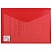 превью Папка-конверт с кнопкой BRAUBERG, А4, прозрачная, плотная, красная, до 100 листов, 0,18 мм