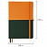 превью Блокнот А5 (148×218 мм), BRAUBERG «DUO» под кожу с резинкой, 80 л., клетка, оранжевый/зеленый