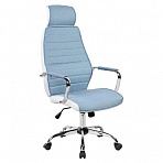Кресло руководителя Helmi HL-E05 «Event», ткань/экокожа, голубая/белая, хром, механизм качания