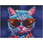 Алмазная мозаика ТРИ СОВЫ «Диджитал кот», 30×40см, холст на деревянном подрамнике, картонная коробка с пластиковой ручкой