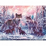 Картина стразами (алмазная мозаика) 30×40 см, ОСТРОВ СОКРОВИЩ «Волки», на подрамнике