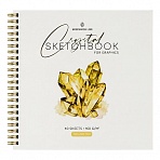 Скетчбук для графики и эскизов 40л., 190×190 Greenwich Line «Crystal. Golden Stone», на гребне, 160г/м2