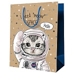 Пакет подарочный 18×23×10см MESHU «Космический кот», крафт