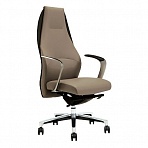 Кресло руководителя Helmi HL-E35 «Synchro Lux», экокожа серая, синхромеханизм, алюминий, до 150кг