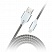 превью Кабель Smartbuy iK-12NS, USB2.0 (A) - microUSB (B), в оплетке, 2A output, 1м, белый, черный