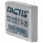 Ластик-клячка FACTIS K 20 (Испания), 37×29×10 мм, супермягкий, натуральный каучук, серый