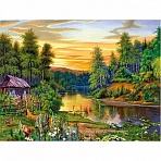 Картина стразами (алмазная мозаика) 40×50 см, ОСТРОВ СОКРОВИЩ «Домик в лесу», без подрамника