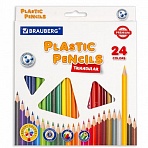 Карандаши цветные пластиковые BRAUBERG PREMIUM24 цветатрехгранныегрифель мягкий 3 мм181663