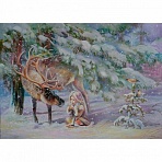 Картина стразами (алмазная мозаика) 40×50 см, ОСТРОВ СОКРОВИЩ «Девочка в лесу», без подрамника