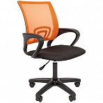 Кресло оператора Helmi HL-M96 R «Airy», спинка сетка оранжевая/сиденье ткань черная, пиастра