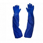 Перчатки КЩС хлопок/ПВХ Safeprotect Ойлрезист Лонг удлиненные синие (размер 10, XL)