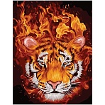 Картина по номерам на холсте ТРИ СОВЫ «Огненный тигр», 30×40, с акриловыми красками и кистями