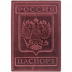 Обложка для паспорта OfficeSpace кожа тип 3, терракот, тиснение «Герб»