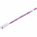 Ручка гелевая Crown «Glitter Metal Jell» розовая с блестками, 1.0мм