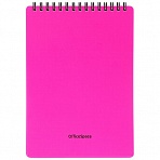 Блокнот А5 60л. на гребне OfficeSpace «Neon», розовая пластиковая обложка