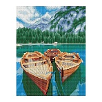 Алмазная мозаика ТРИ СОВЫ «Озеро в Альпах», 30×40см, холст, картонная коробка с пластиковой ручкой