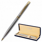 Ручка подарочная шариковая GALANT «Marburg», корпус серебристый с гравировкой, золотистые детали, пишущий узел 0.7 мм, синяя