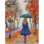 Алмазная мозаика ТРИ СОВЫ «Осенняя прогулка», 30×40см, холст на деревянном подрамнике, картонная коробка с пластиковой ручкой