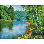 Алмазная мозаика ТРИ СОВЫ «Летнее спокойствие», 40×50см, холст на деревянном подрамнике, картонная коробка с пластиковой ручкой
