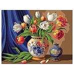 Картина по номерам на холсте ТРИ СОВЫ «Тюльпаны в вазе», 30×40, с акриловыми красками и кистями