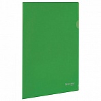 Папка-уголок жесткая, непрозрачная BRAUBERG, зеленая, 0,15 мм
