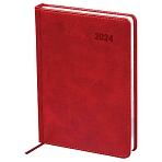 Ежедневник датированный 2024г. с вырубкой, A5, 176л., кожзам, OfficeSpace «Vesper Index», бордовый