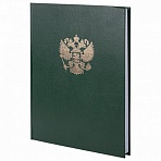 Книга учета 96 л., клетка, твердая, бумвинил, офсет, герб, А4 (200×290 мм), BRAUBERG, зеленая