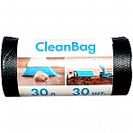 Мешки для мусора 30л КБ «CleanBag» ПНД, 48×55см, 12мкм, 30шт., черные, в рулоне