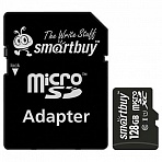 Карта памяти micro SDXC, 128 GB, SMARTBUY, UHS-1 U1, 80 Мб/сек. (class 10), с адаптером