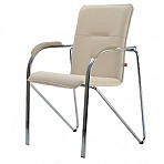 Конференц-кресло Samba Chrome светло-бежевое (искусственная кожа/металл хромированный)
