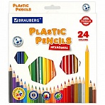Карандаши цветные пластиковые BRAUBERG PREMIUM24 цветашестигранныегрифель мягкий 3 мм181668